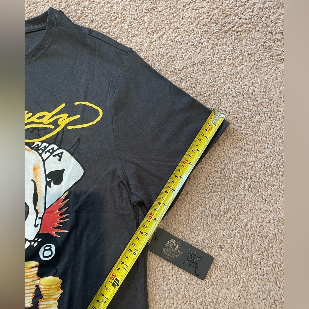 ED HARDY Ace Skull Men's Charcoal Gray T-shirt - Picture 6 of 11